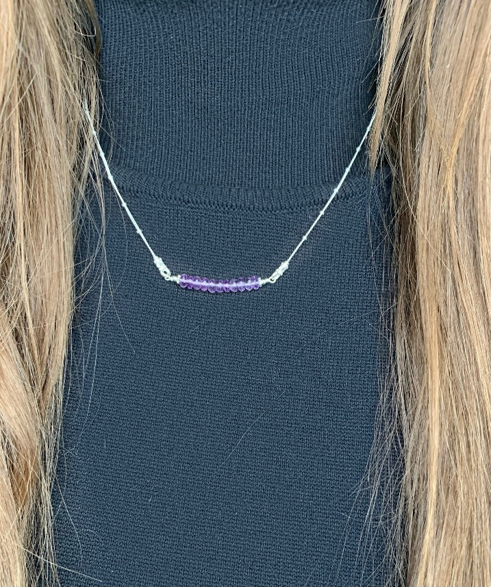 I Miss Bars Silver Amethyst Necklace