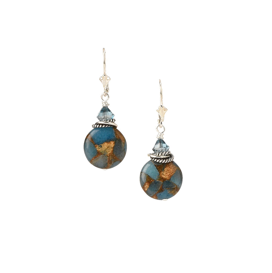 Travel The Globe Teal Blue Quartz Earrings - Trezana 