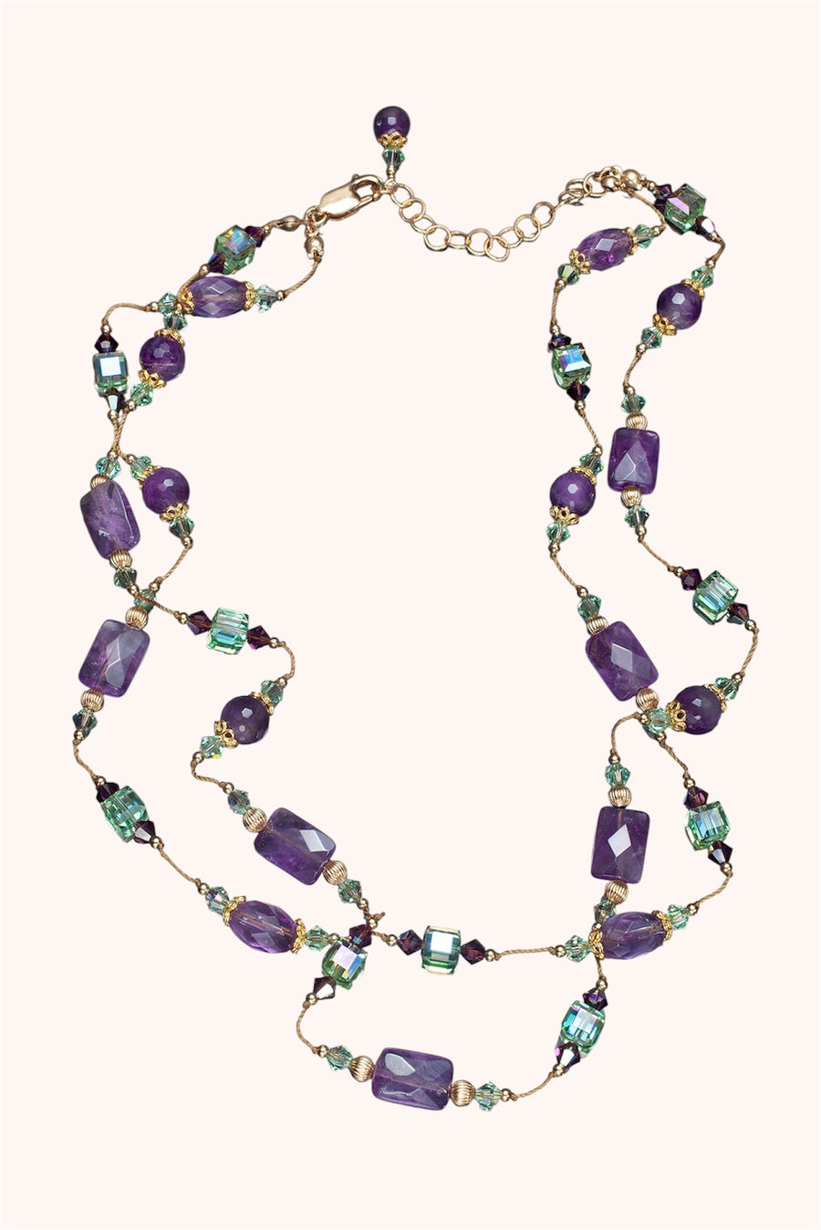Amethyst Double Hand-Knotted Necklace