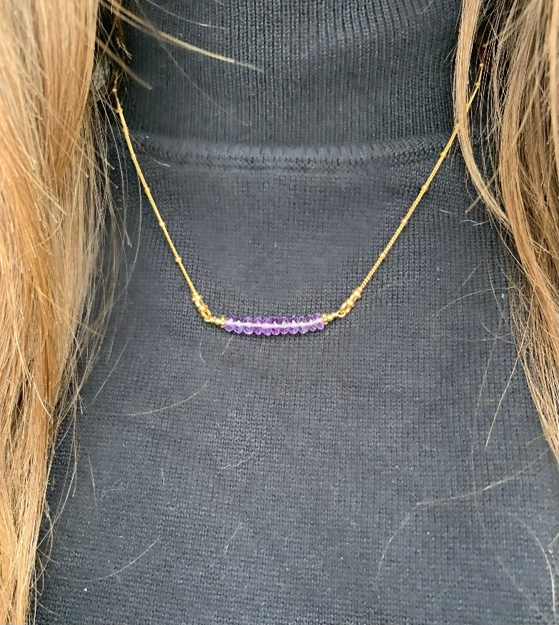 I Miss Bars Gold Amethyst Necklace