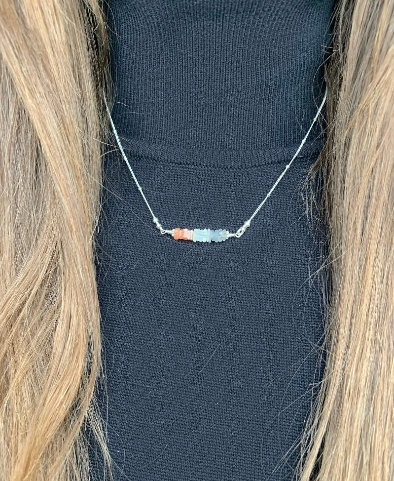 I Miss Bars Silver Gradient Moonstone Necklace