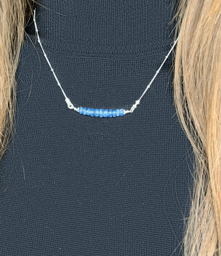 I Miss Bars Silver Kyanite Necklace