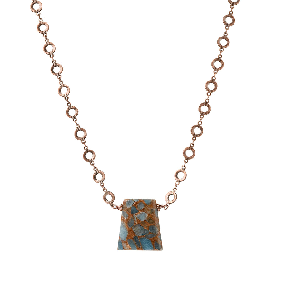 Trapezoid Teal Blue Quartz Necklace - Trezana 