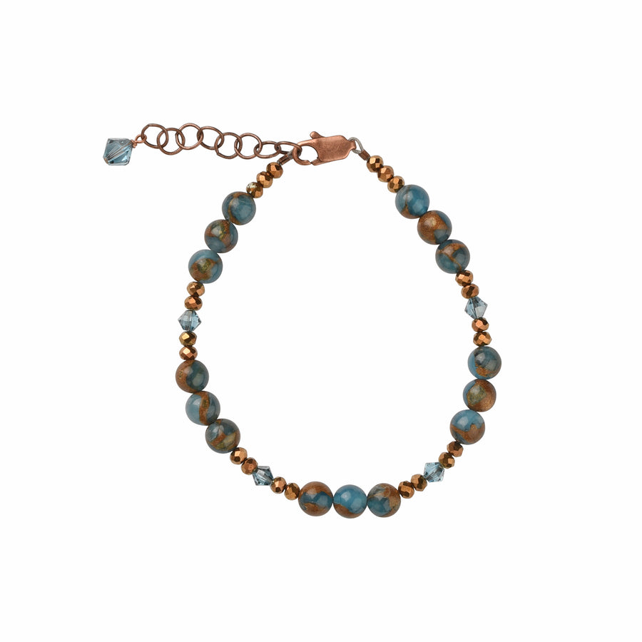 Simple Sparkles Copper Teal Blue Quartz Bracelet - Trezana 
