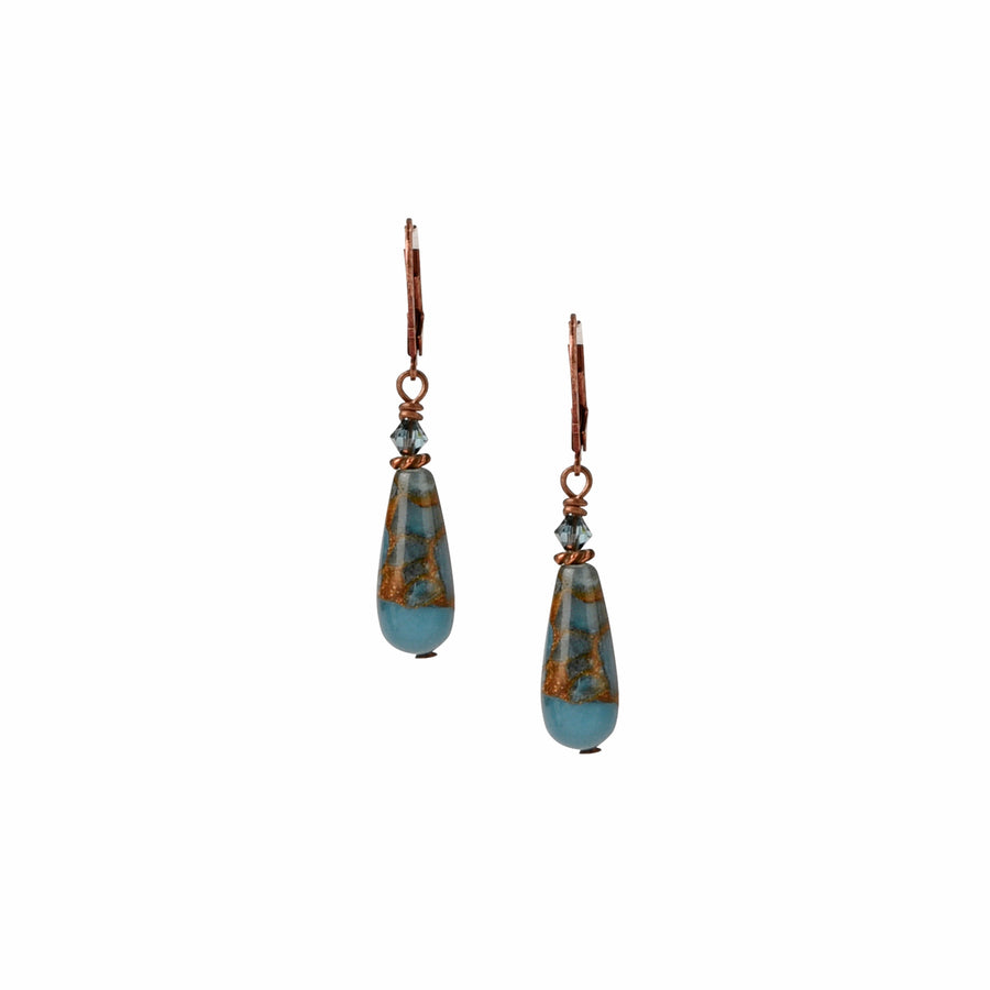 Drop Everything For You Copper Teal Blue Quartz Earrings - Trezana 
